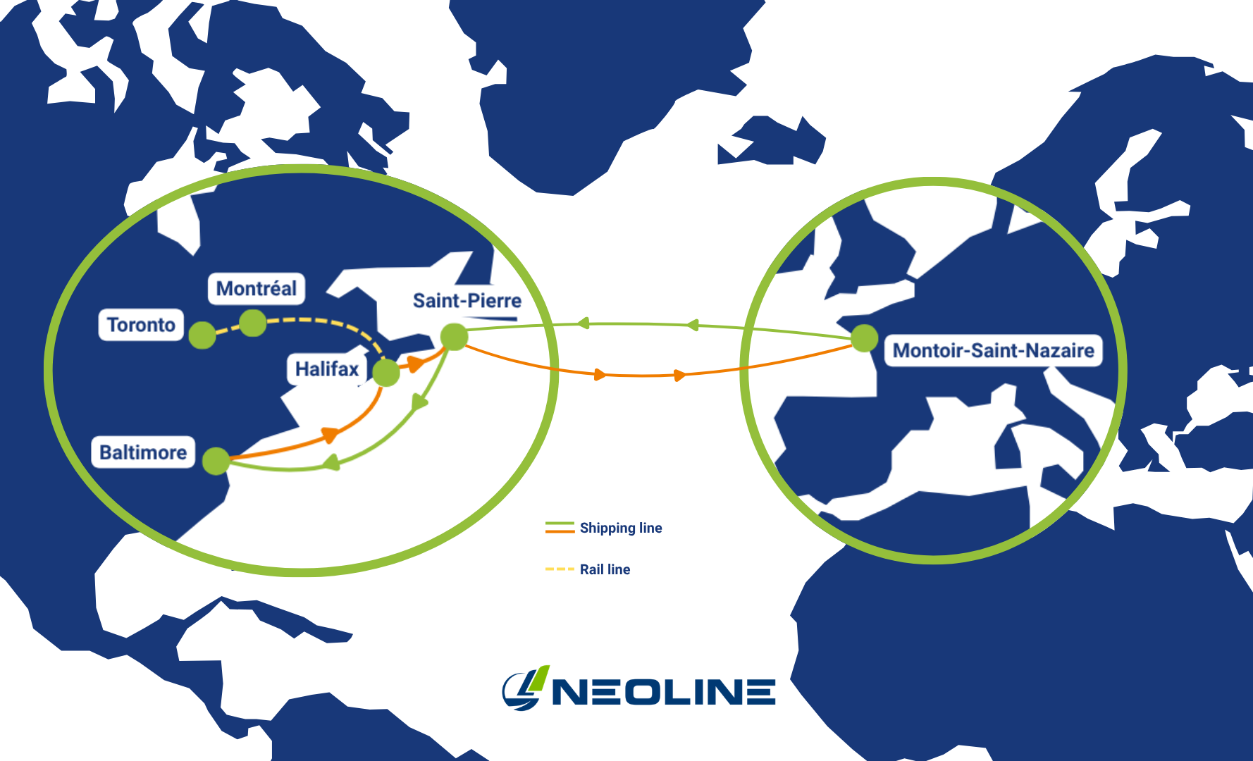 NEOLINER ORIGIN ROUTE shipping line & rail line